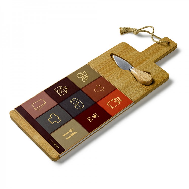 Tagliere in bamboo e ceramica con coltellino